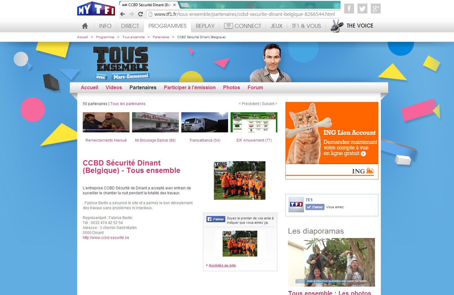 Article publié sur le site de www.TF1.fr suite à la sécurité du Chantier "Tous Ensemble à Emptinne"